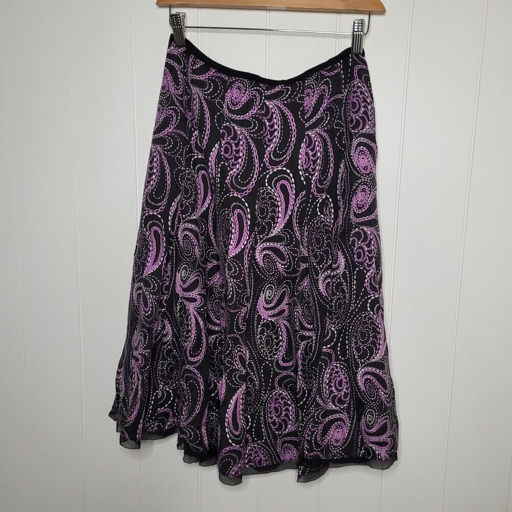 Gianni Bini Silk Skirt 90s Y2K Whimsigoth Fairy Fit Flare Lace Paisley Size 2